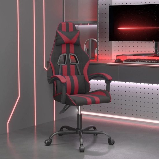 Gaming Stoel - Racestoel Computerstoel - Comfortabel Gamen - Verstelbare Rugleuning - 1 stuk - Zwart en Wijnrood — afbeelding 2