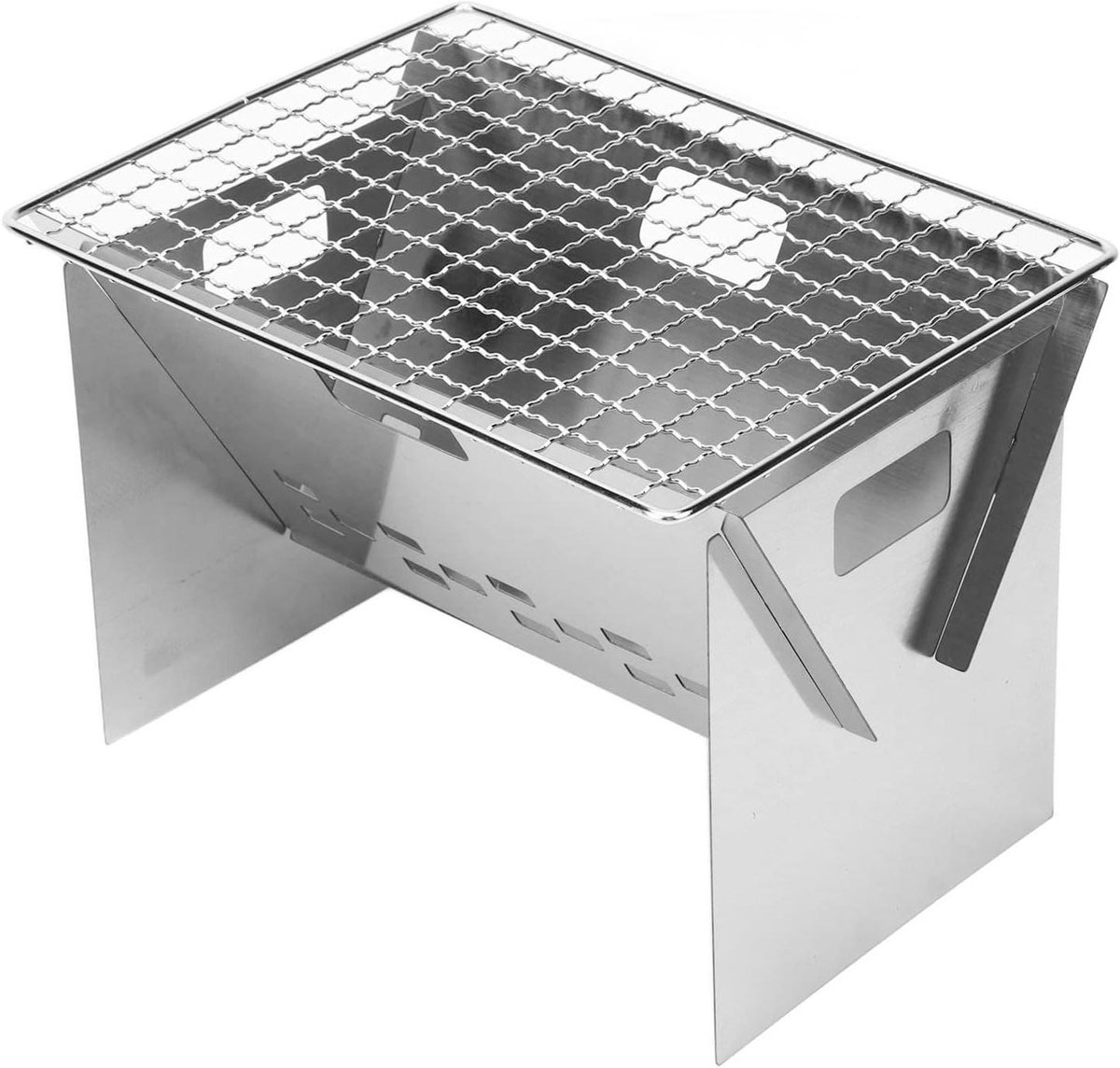 Opvouwbare Houtskool BBQ - Draagbare Barbecue - Buiten Koken - Roestvrij Staal - Mini - Zilver