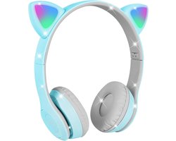 Draadloze Kinderkoptelefoon met Kattenoren, LED Licht, Vouwbaar en Microfoon, Ideaal voor Meisjes en Jongens