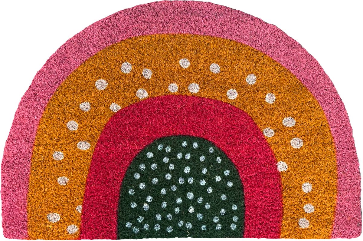 Deurmat kokos - halfrond - 60 x 40 cm - antislip - boho