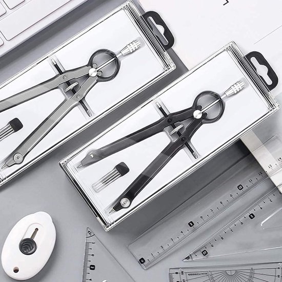 Professionele Geometrische Compassen Set van 2 voor Nauwkeurig Tekenwerk, Wiskunde en Ontwerpen met Extra Vulpen Lood — afbeelding 2