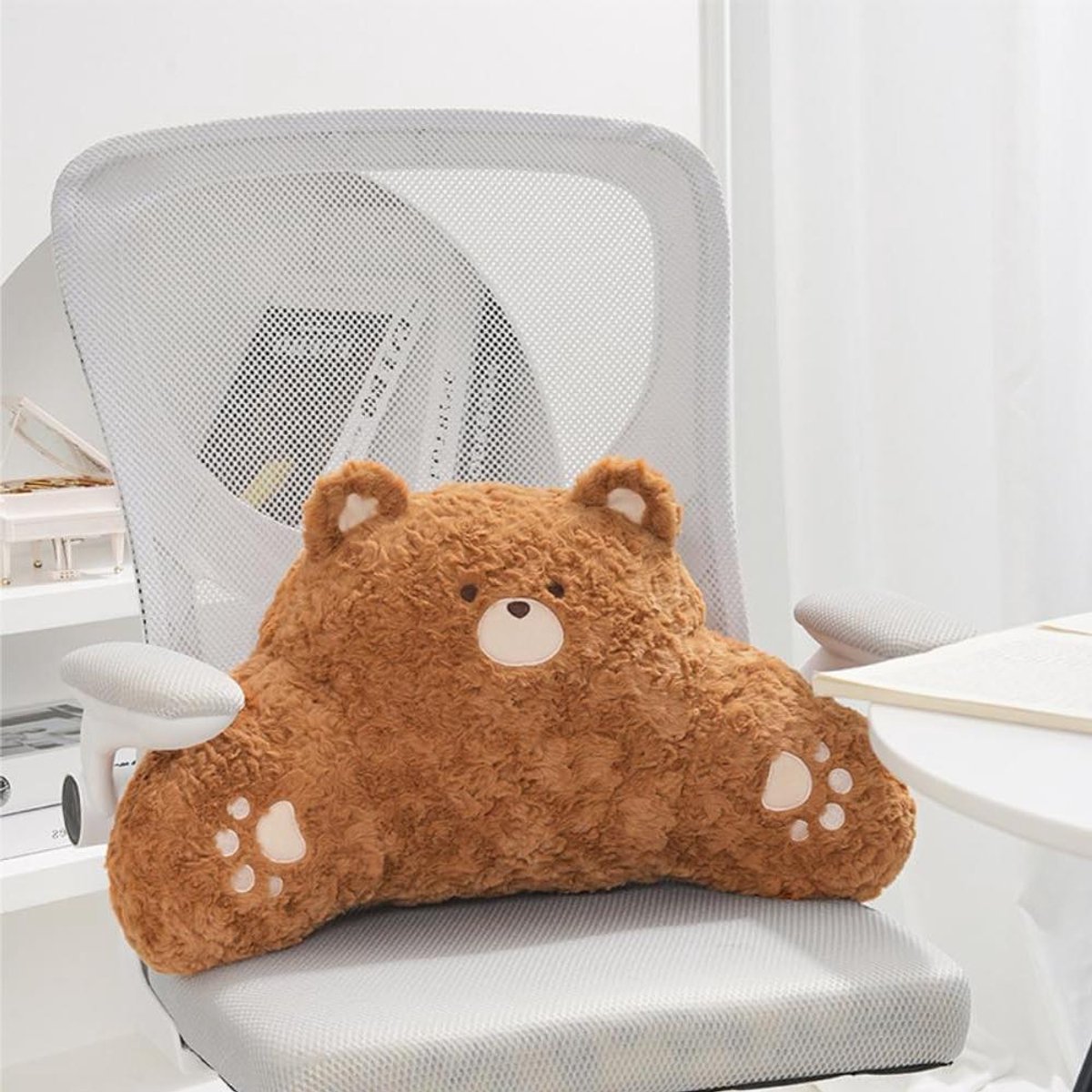 Leeskussen Knuffelkussen - Rugsteun Kussen - Comfortabel Zitten - Zachte Pluche Buitenkant - 56x30CM - Lichtbruin