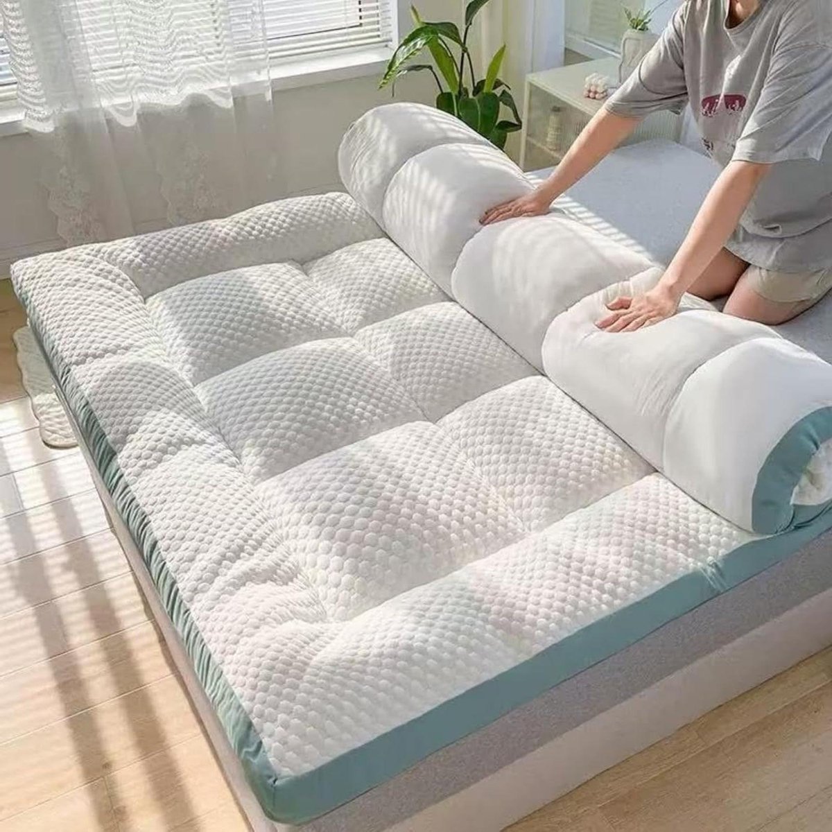 Opvouwbaar Matras - Gastmatras Futon - Comfortabel Slapen - Japans Gewatteerd Ontwerp - 120 x 200 cm - A