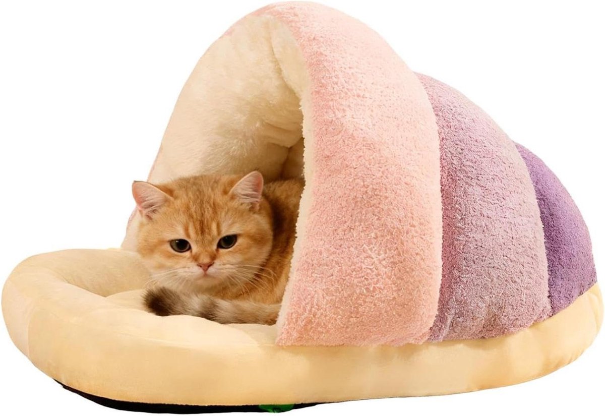 Kattenmand Hondengrot - Huisdierbed Slipper - Rusten en Slapen - Schattig Slipperontwerp - 52 x 36 x 36 cm - Lavender