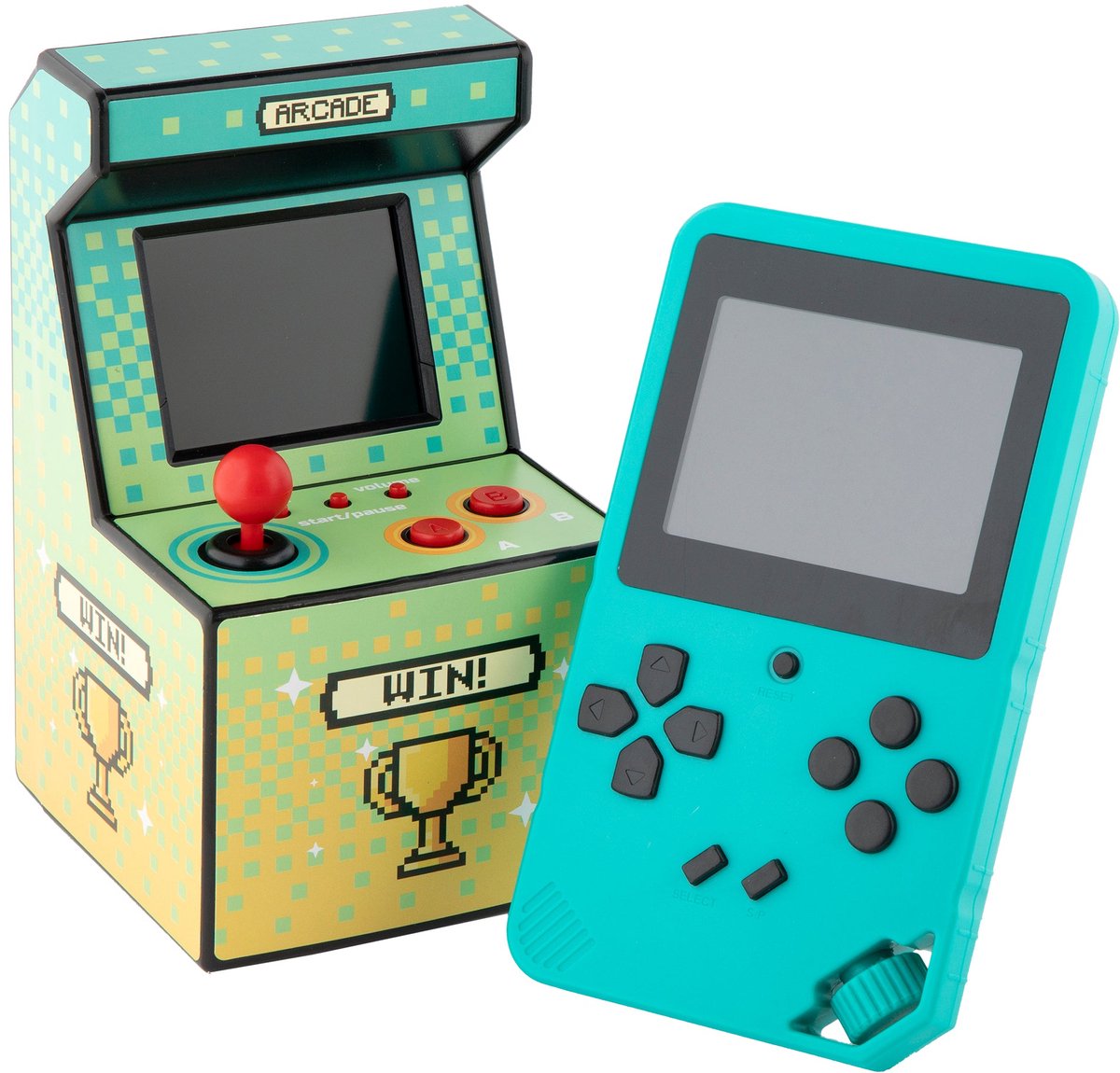 Toy Universe Retro Arcade Game 2-Pack – Handheld & Mini Arcade Console | 200 Ingebouwde 8-Bit Spellen | 2.5 & 2.8 TFT Schermen | Draagbare Game Consoles voor Jong en Oud | 2 Jaar Garantie