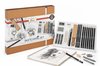 Gesloten luxe geschenkverpakking "Sketching Set" met illustraties van planten en insecten, 22 onderdelen.