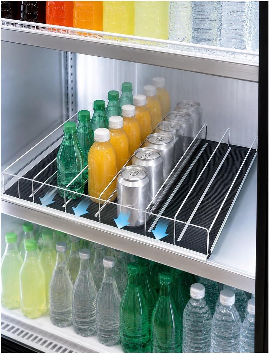 Blikjes en Flessen Rek - Drankdispenser Koelkast - Winkel Displays - Automatische Zelfinvoer - 54x46 cm - Zwart