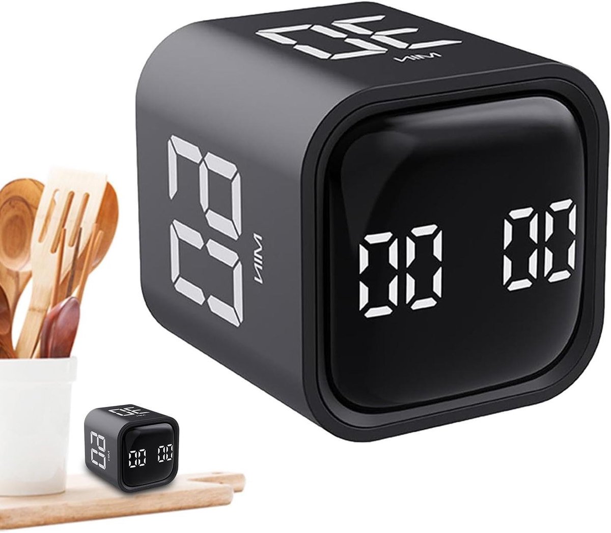 Keukenwekker Kubus - Visuele Timer - Tijd Beheren - Gravity Sensor - 6.4 cm - Zwart