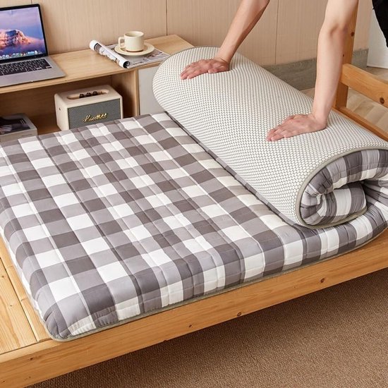 Katoenen Matras - Vloermatras Futon - Kamperen Reizen - Drukbestendig Anti-inzakkend - 90x200cm - Blauw — afbeelding 3