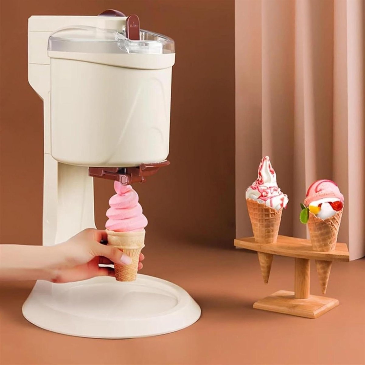 IJsmachine - Soft Serve Maker - Thuis Desserts Maken - Automatische Bediening - 1 Liter Capaciteit - Wit