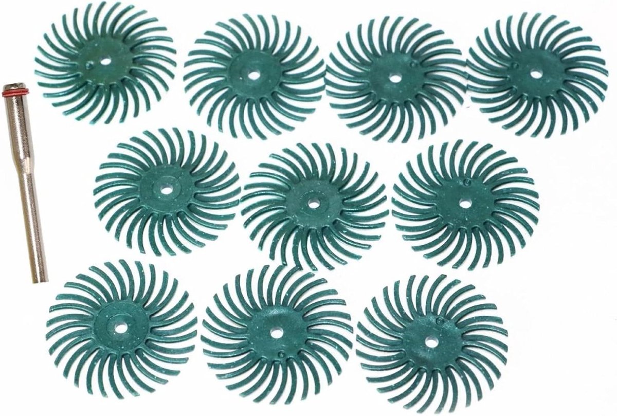 Schuurschijven Set - Borstelschijven - Detail Polijsten - 3mm Schacht - 10 Stuks - Grijs