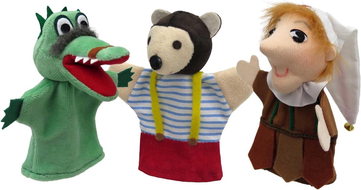 Pluche Handpoppen - Handpop Set - Verhalen Vertellen - Zacht En Duurzaam - 3 Stuks - Meerkleurig