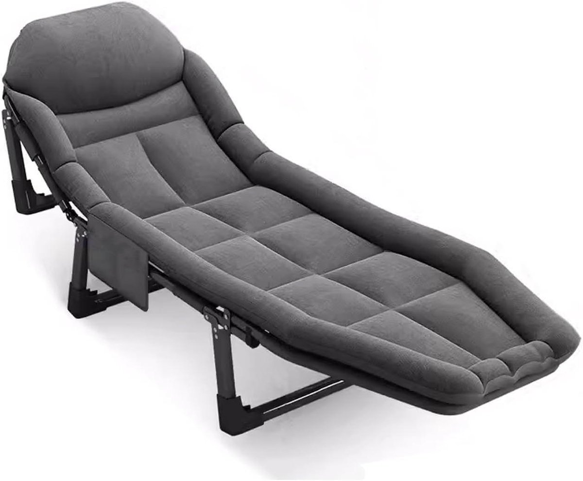 Opklapbed Volwassenen - Gastenbed Opvouwbaar - Ruimte Besparen - Verstelbare Rugleuning - 180x60CM - Grijs