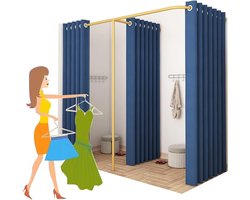 Boutique Fitting Room Divider Draagbare Dressing Screen voor Retail Store Shop Bar Winkelcentra Donkerblauw