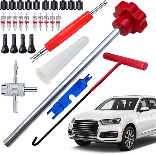 Bandenventiel Reparatie Kit - Ventielstang Gereedschap - Onderhoud Voertuigen - Complete Set - 30 Stuks - Rood — afbeelding 5