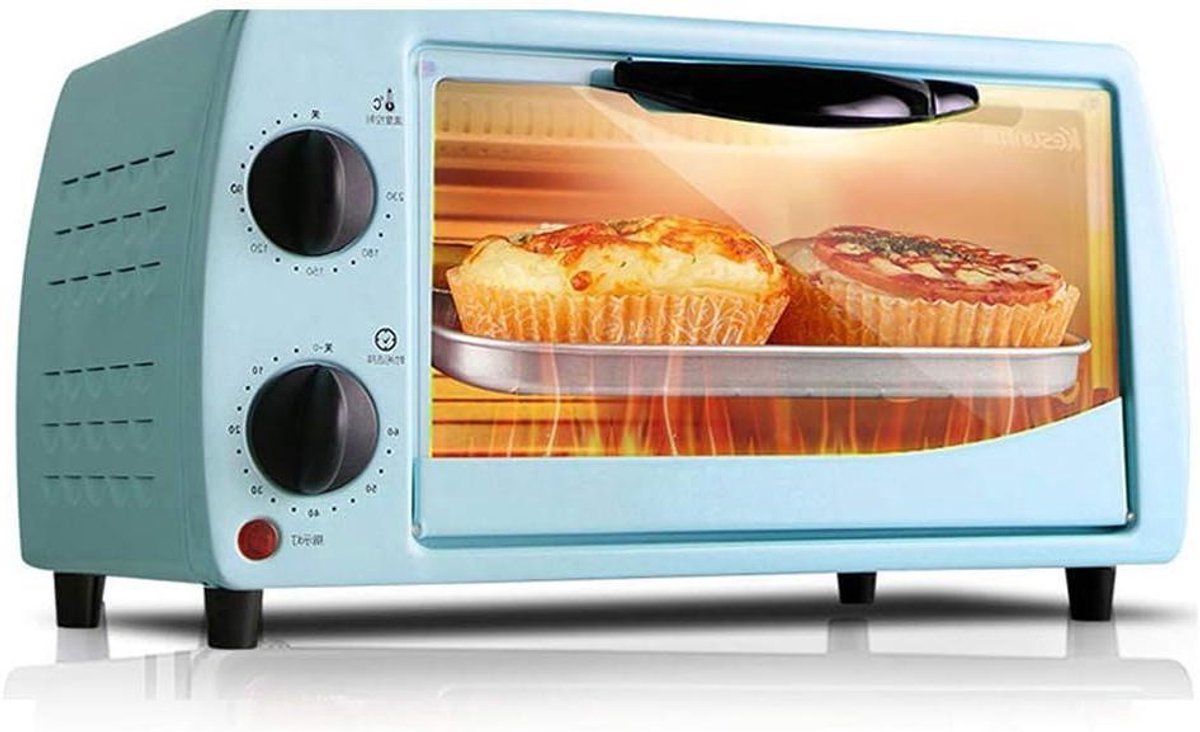 Mini Oven Compacte Keukenoven Thuis Bakken Instelbare Temperatuur 9 Liter Capaciteit Blauw