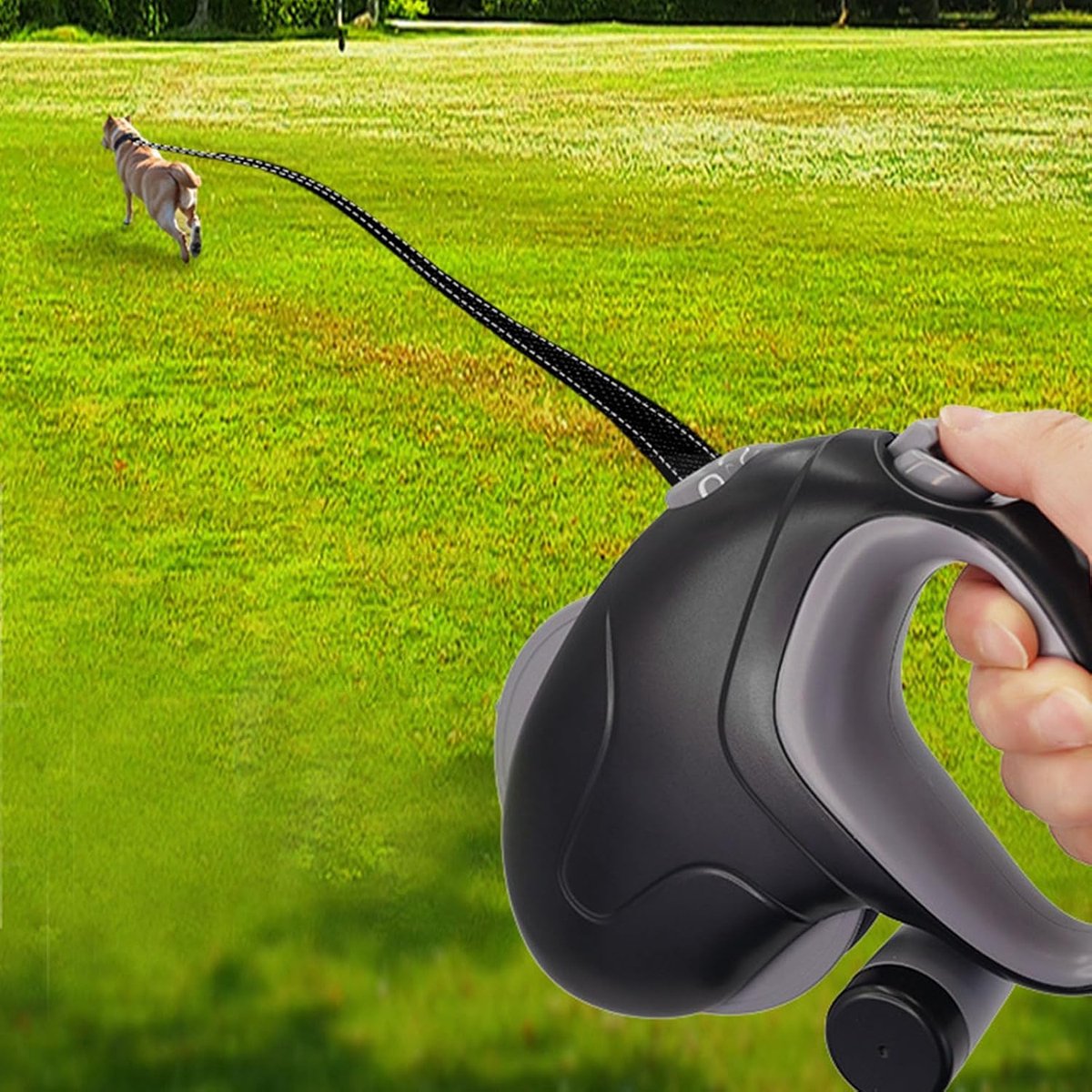 Intrekbare hondenriem 50kg - 10 meter, zwart thumbnail 3