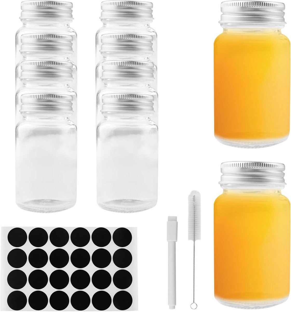 Set van 10 Mini Shotglazen met Witte Deksel, 80 ml, Perfect voor Drankjes en Feestjes