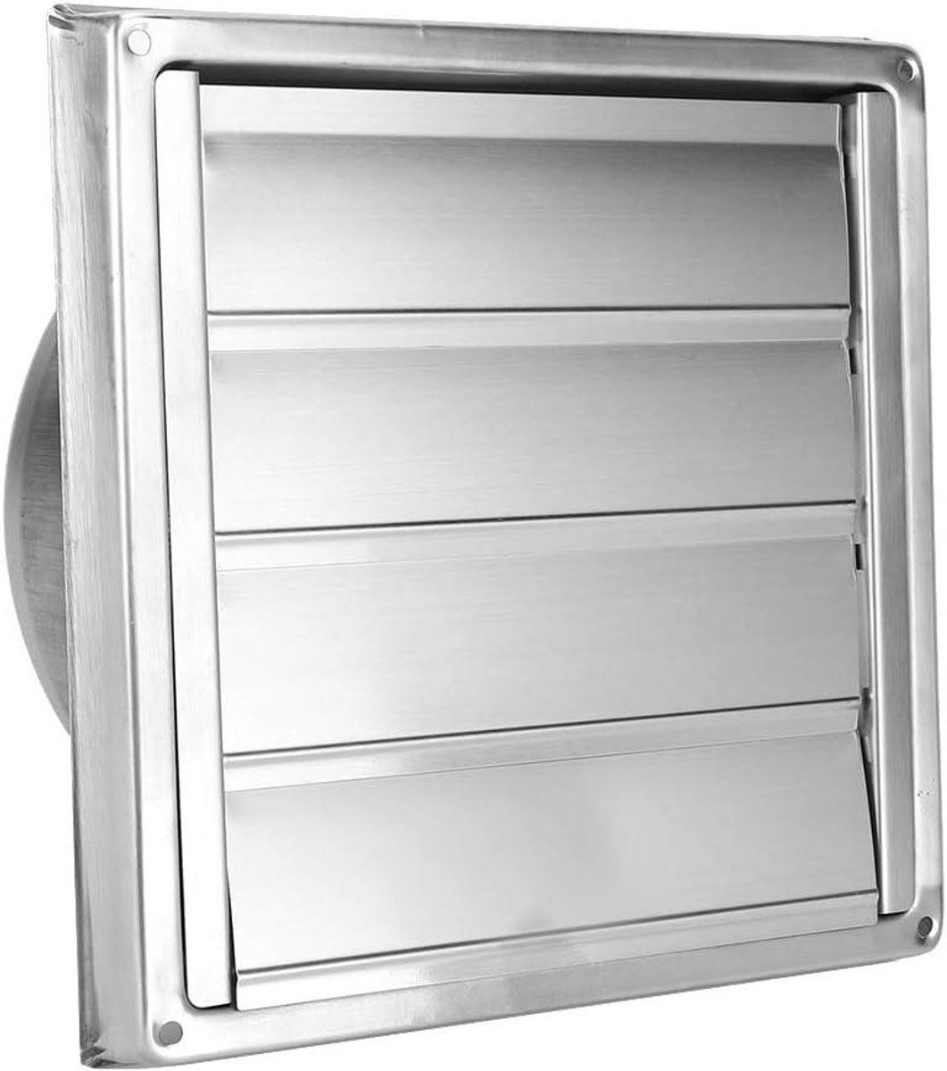 Luchtrooster Vierkant - Ventilatierooster RVS - Afzuiging Ventilatie - Actieve Lamellen - 18 cm - Zilver