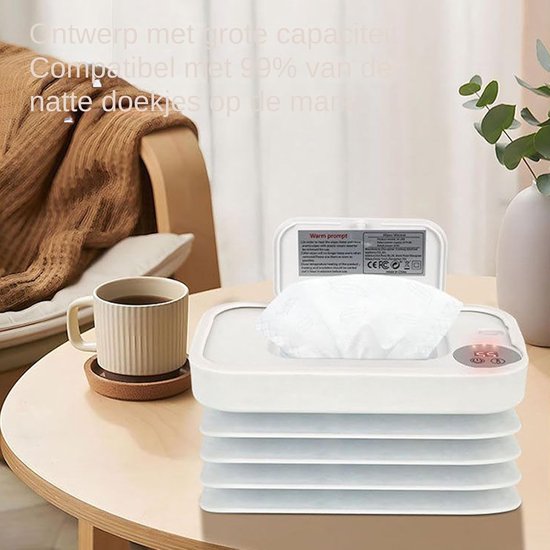 Baby Doekjes Warmer - Billendoekjes Warmer Dispenser - Reizen met Baby - Snelle Verwarming 4 Minuten - Opvouwbaar Compact - Wit — afbeelding 2