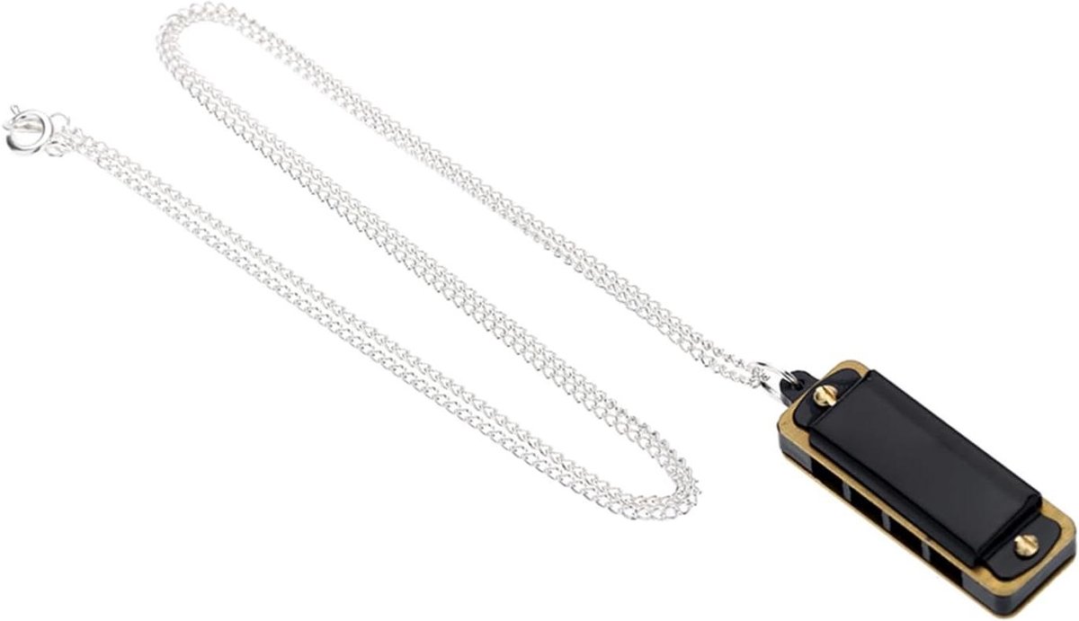 Mini Harmonica Ketting - Mondorgel Muziek - Muziek Maken - 4 Gaten 8 Tonen - 30 cm Ketting - Zwart