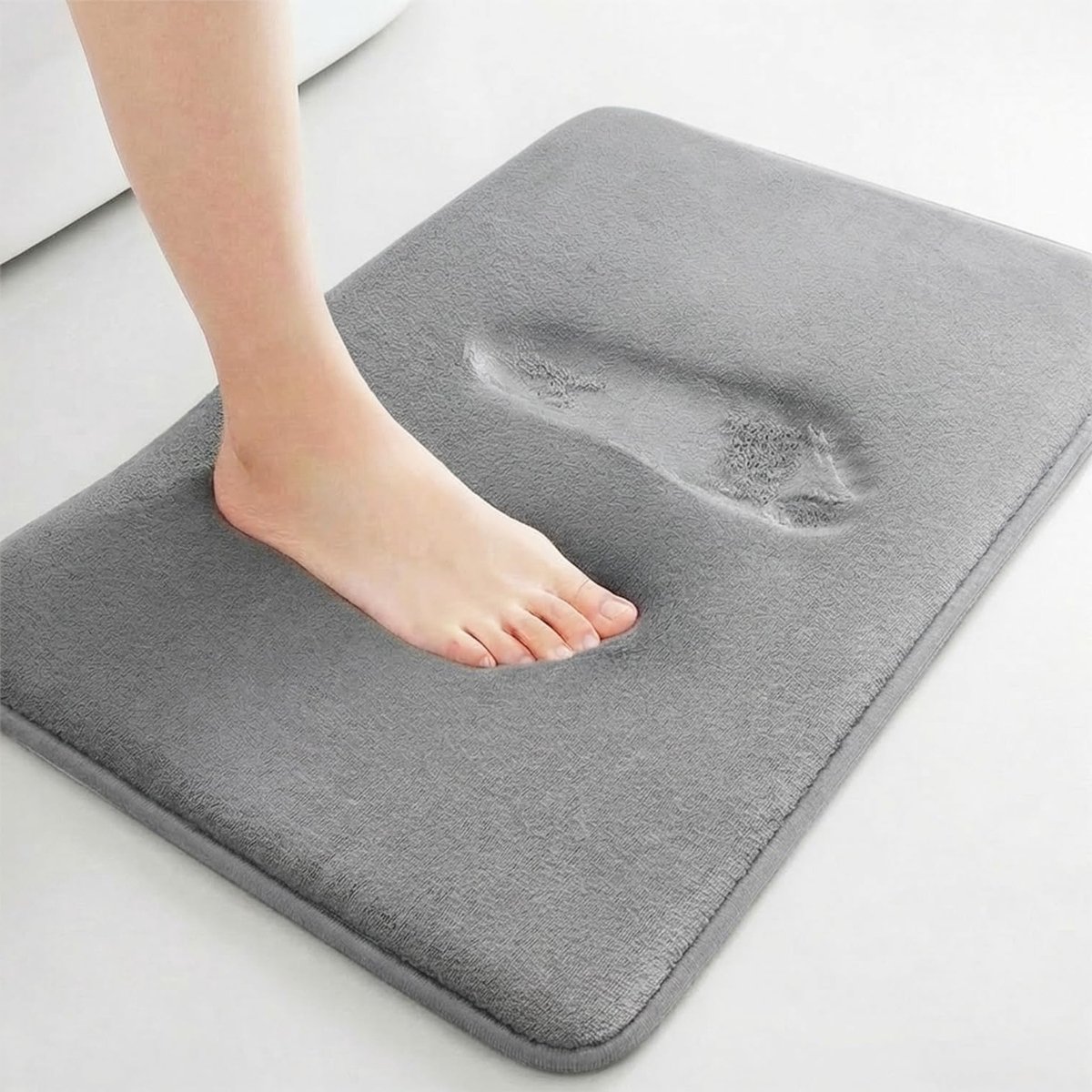 Absorberende Badmat van Memory Foam met Antislip Latex Onderzijde, Wasbaar, 50 x 80 cm, Grijs, Comfortabel en Duurzaam