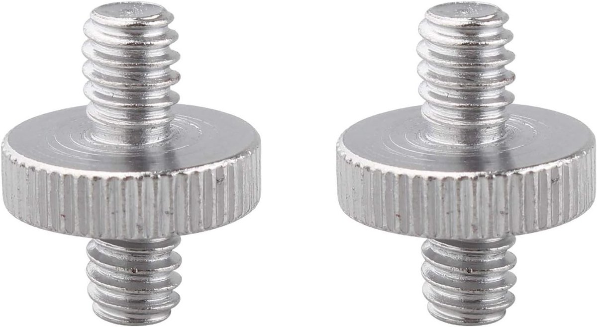 2 Stuks 1/4" Male naar 1/4" Male Metaal Schroef Adapter voor Camera, Statief en Monopod, Perfect voor Fotografie en Videoproductie