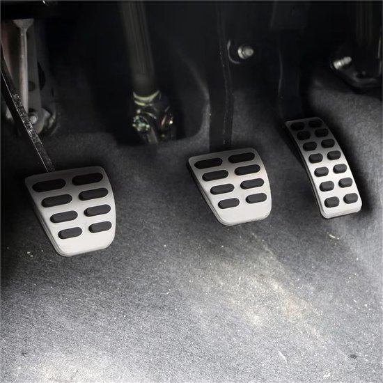 Autopedaal Covers - Pedaalbekleding RVS - Verbeteren Rijervaring - Antislipoppervlak - Set van 3 of 4 - Zilver Zwart — afbeelding 3