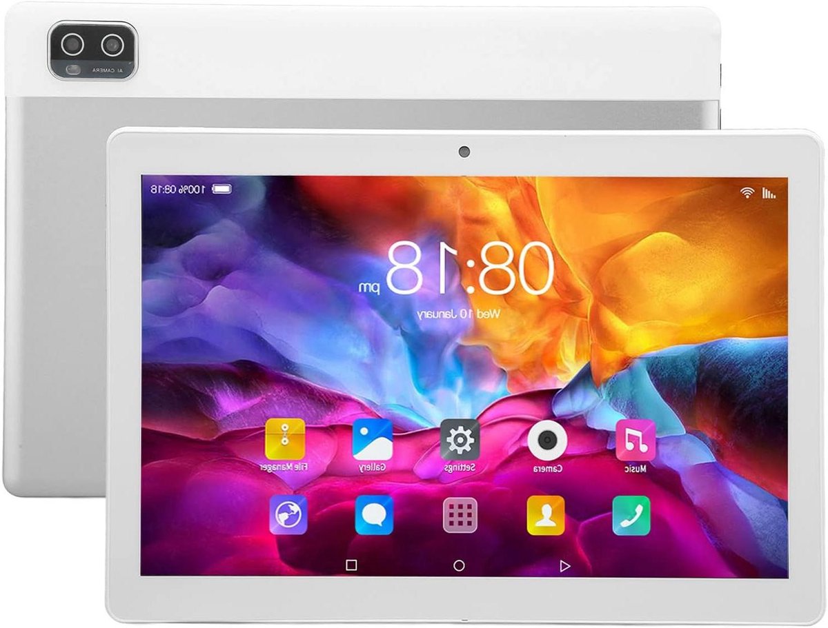 Tablet 101 Inch - Android Tablet - Entertainment en Werk - Oogbescherming Dubbel Blauw Licht - 101 Inch - Zilver