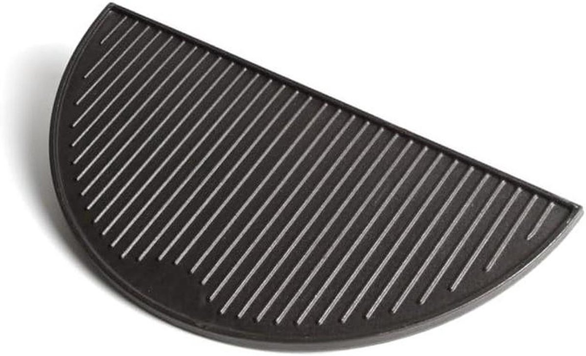 Gietijzeren Grillplaat - Halve Ronde Plaat - Barbecueën - Gladde en Grillzijde - 38 cm - Zwart