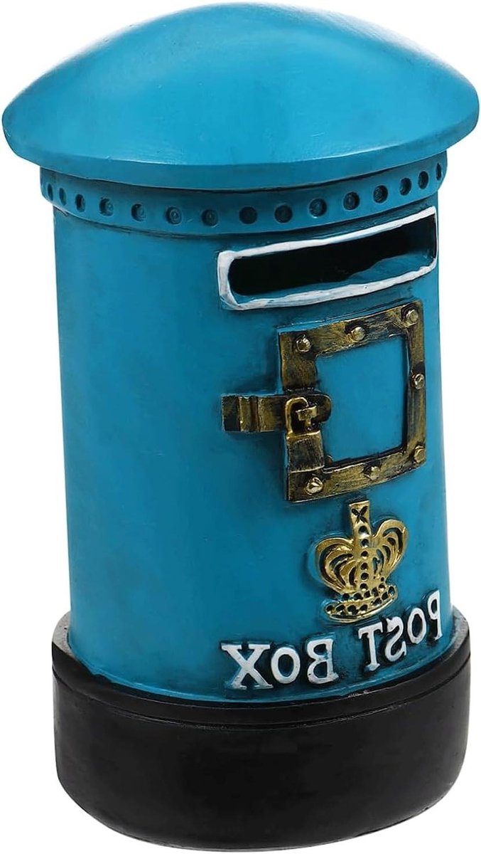 Brievenbus Decoratie - Postbus Miniatuur - Bureau Decoratie - Vintage Design - 12 cm - Blauw