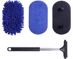 Autowasborstel Dweilset - Auto Poetsset - Voertuigen Reinigen - Verstelbare Lange Steel - 101 cm - Grijs
