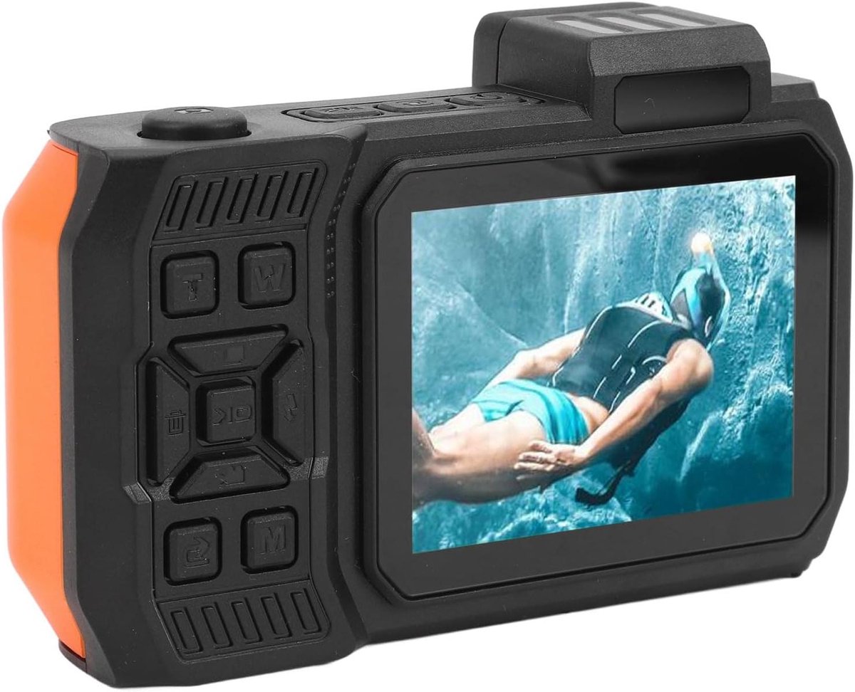Onderwatercamera 4K - Digitale Camera Waterdicht - Onderwaterfotografie - Dubbel Scherm Autofocus - 18x Optische Zoom - Oranje