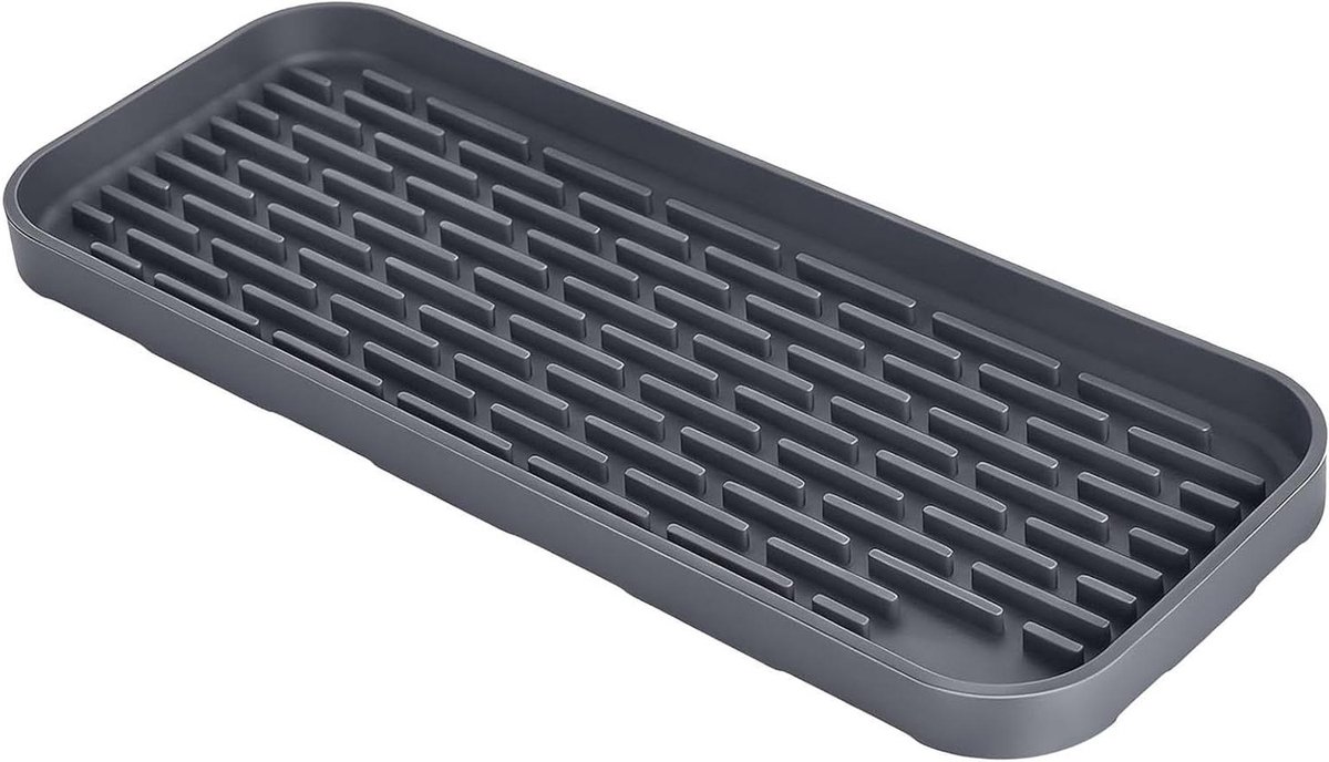 Antislip Lekbak - Siliconen Mat - Voorkomt Morsen - Roostervorm Ontwerp - 32x13 cm - Grijs