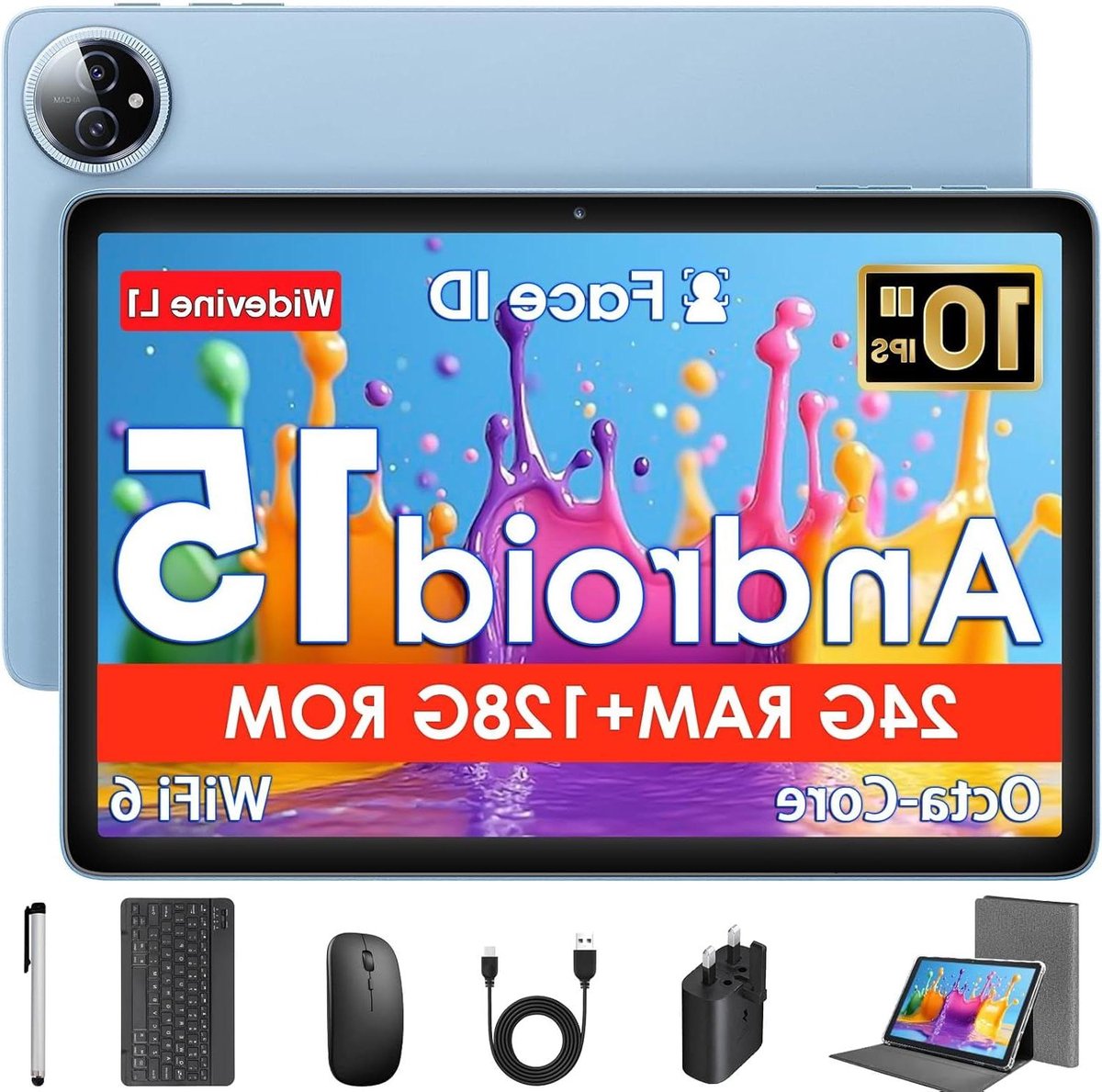 Tablet 10 Inch - Android Tablet Octa-Core Tablet - Online Leren - HD IPS Scherm - 10 Inch - Blauw
