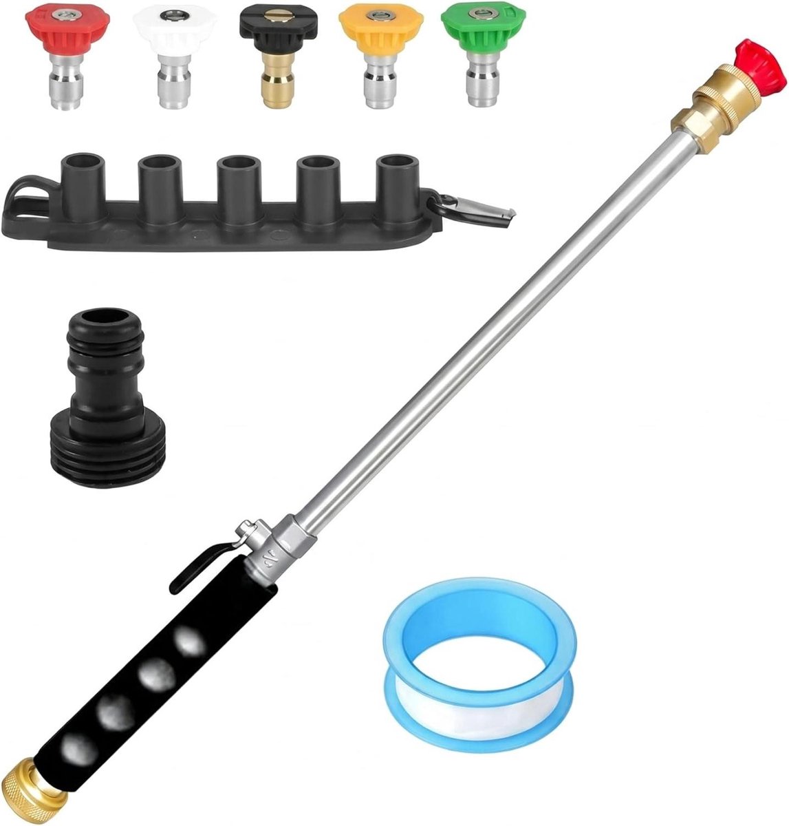 Hogedruk Waterstaf - Hoge Waterstaf - Buitenschoonmaak - Verlengde 19 inch staaf - 44 cm - Zwart