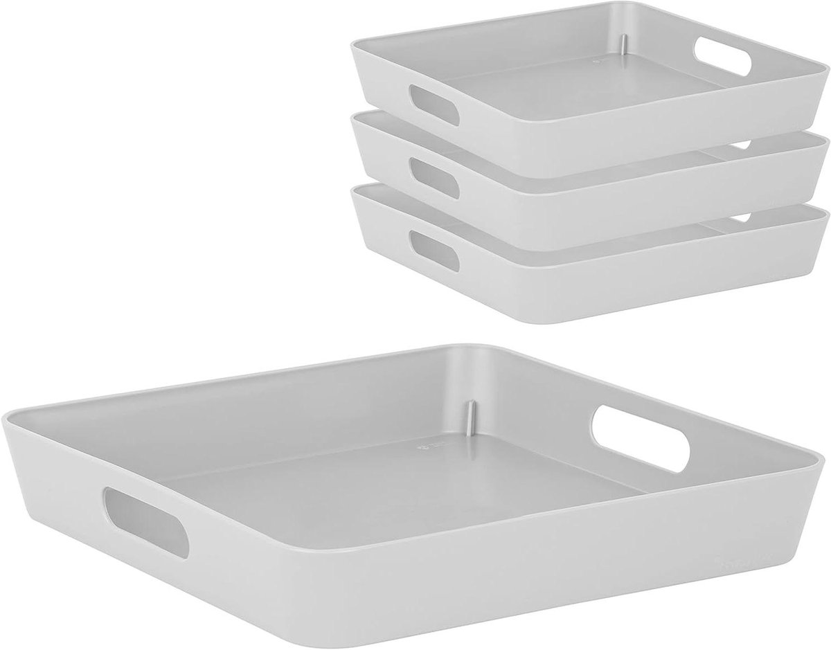 Opbergbox Set - Opbergmanden - Plank Organiseren - Vaatwasserbestendig - 30x30x5 cm - Grijs