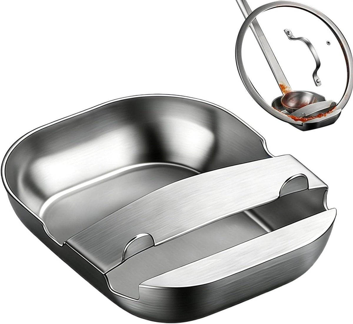 Lepelsteun - Spatelrek Keuken - Schoon Koken - Met Dekselhouder - 115x145cm - Zilver