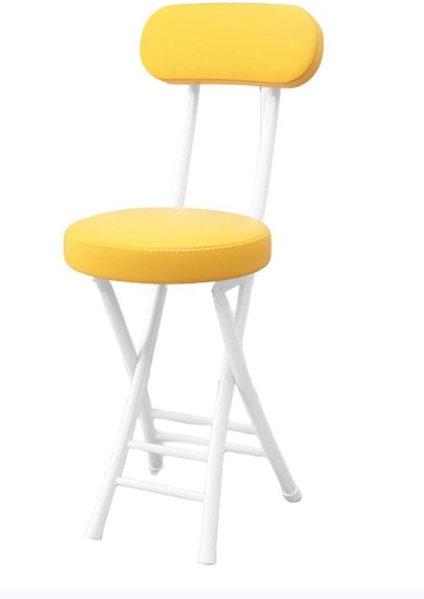 Opvouwbare Barkruk - Krukje Zwart - Extra Zitplaats - Met Rugleuning - 47 cm Zithoogte - Geel A