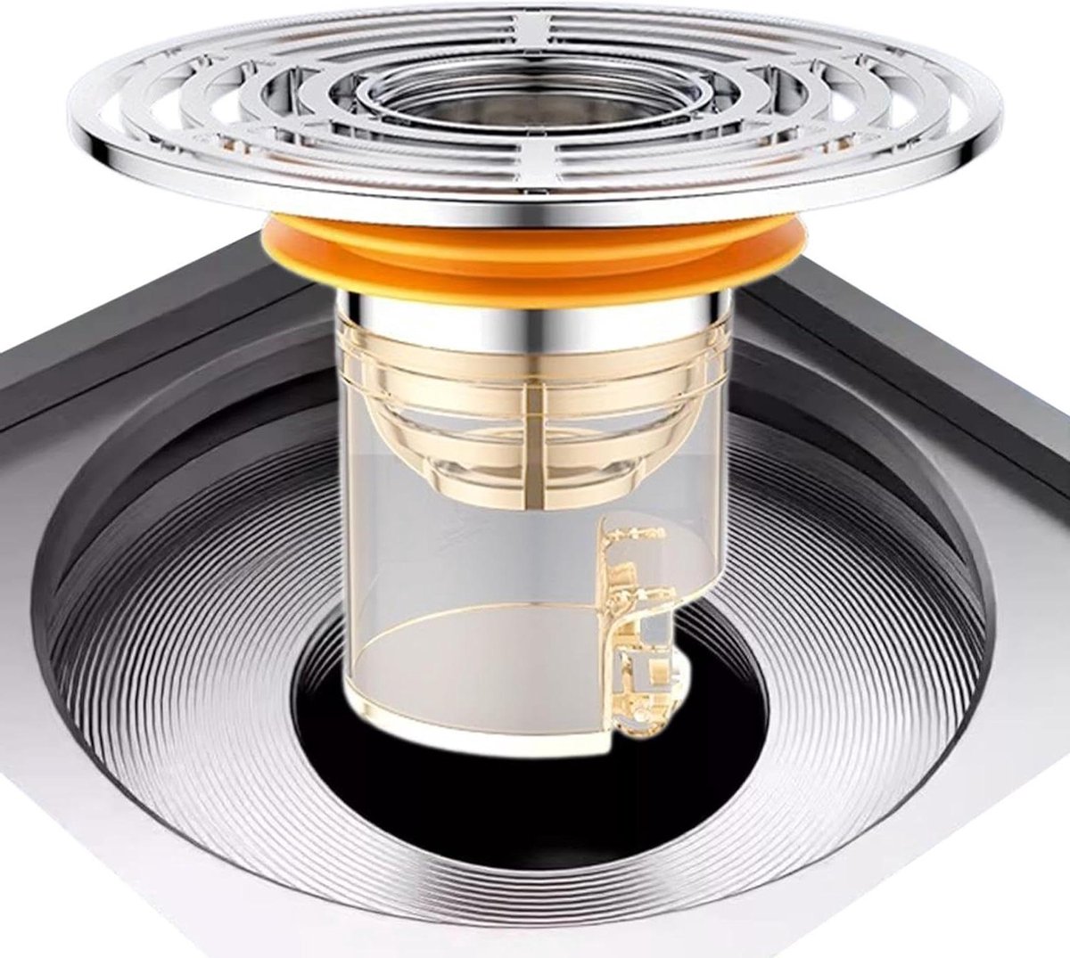 Badwasbakstopper - Afvoerstopper Haarvanger - Afvoeren Vrij Houden - Meerlaagse Afsluiting - 7.2 x 5 cm - Zilver