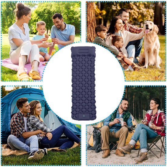 Campingmatras Zelfopblazend - Slaapmatje Luchtbed - Buiten Ontspannen - Waterdicht Lichtgewicht - 37x17x15 cm - Navy Blauw — afbeelding 4