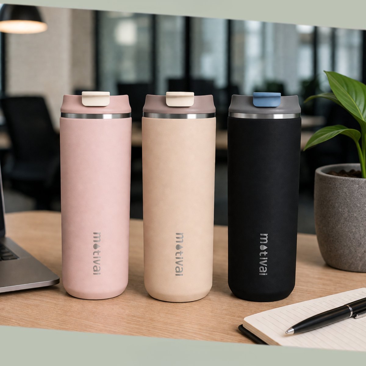 Motivai Daily Cup – Thermosbeker To Go – 470ML RVS Thermosmok – Lekvrij – Dubbelwandig Geïsoleerd – BPA-vrij & Duurzaam – Koffiebeker voor Onderweg – Zwart — cadeau in Koken & Dineren - foto 5