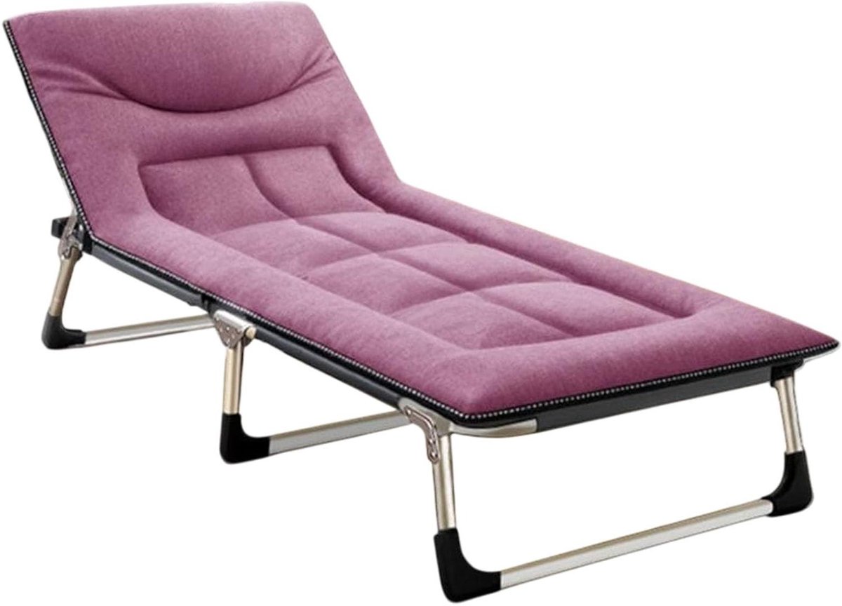 Opvouwbaar Veldbed - Lounge Stoel - Ontspannen Buiten - 5 Verstelbare Posities - 150 kg Draagvermogen - Roze