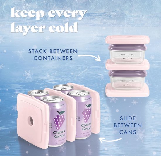 Cool Coolers by Fit & Fresh Slim Ice Packs (Roze) - 4X Herbruikbare Koelelementen - Snelvriezend & Ruimtebesparend - Voor Lunchbox & Koeltas van Cool — afbeelding 3