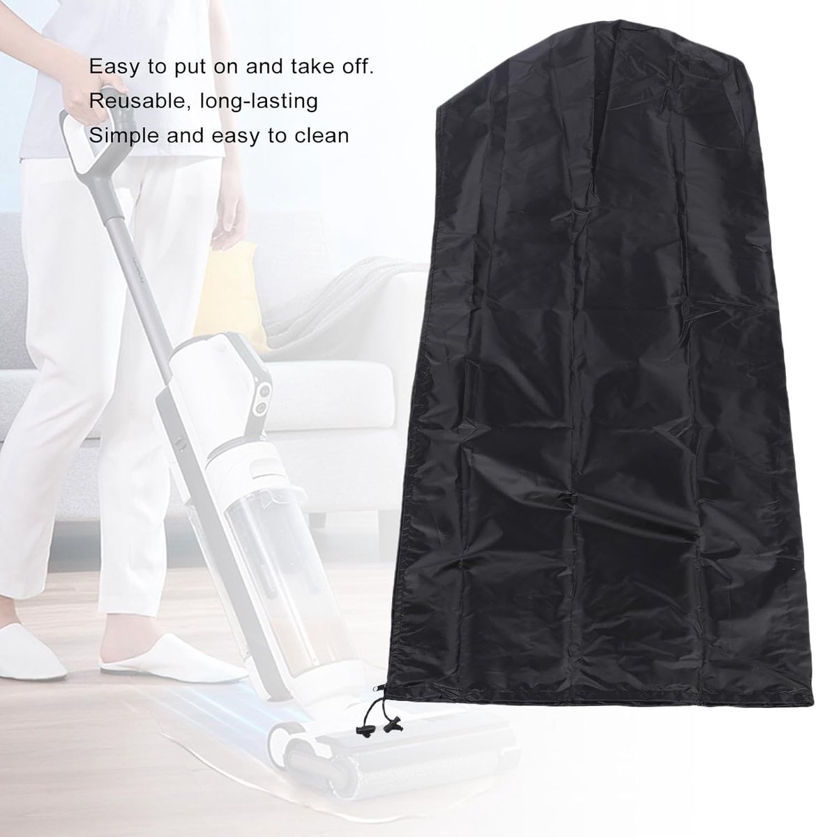 Stofzuigerhoes Rechtopstaand - Beschermhoes Stofzuiger - Stofvrij Opbergen - Waterdicht Oxford Materiaal - 38 x 130 cm - Grijs