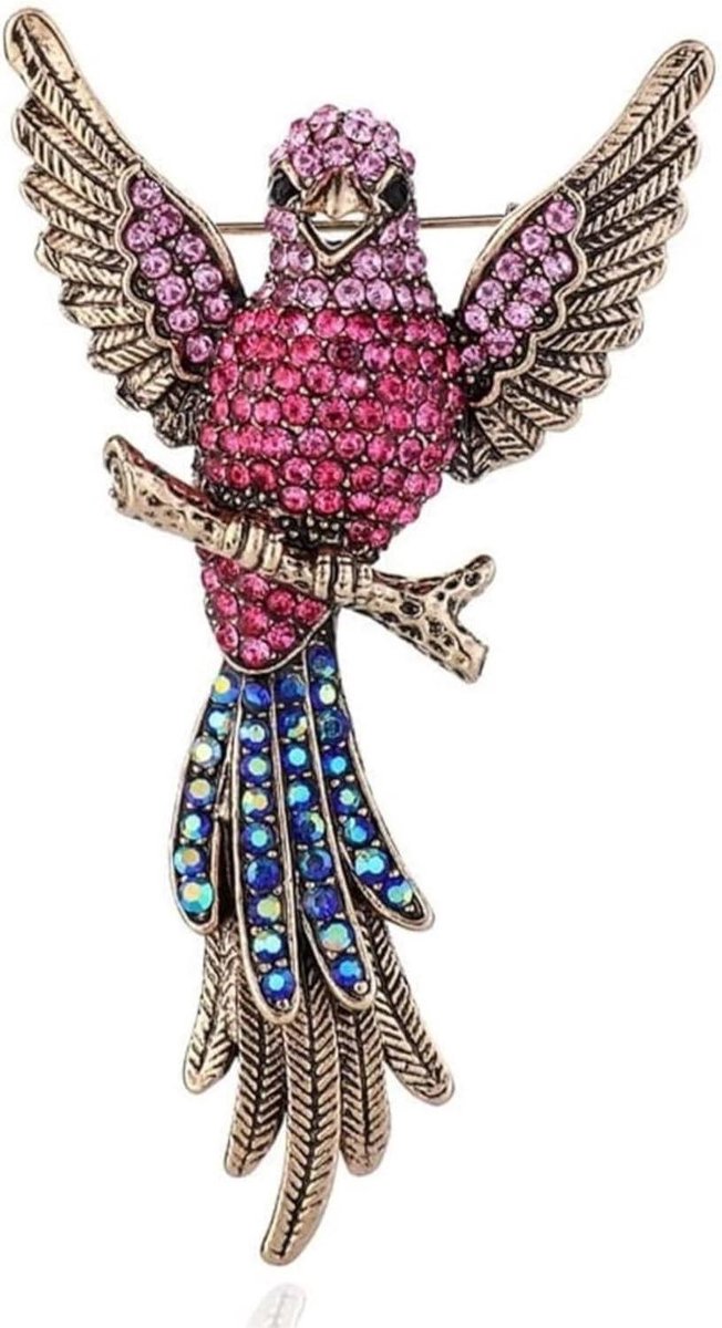 Vogel Broche - Dames Pin - Outfit Versieren - Elegant Vogelontwerp - 39 x 71 cm - Goudkleurig