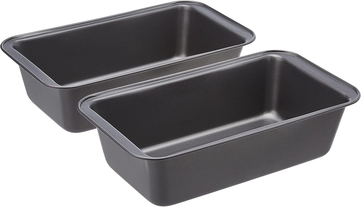 Set van 2 rechthoekige broodtrommels van gecoat koolstofstaal - grijs - 27 x 15 x 7 cm