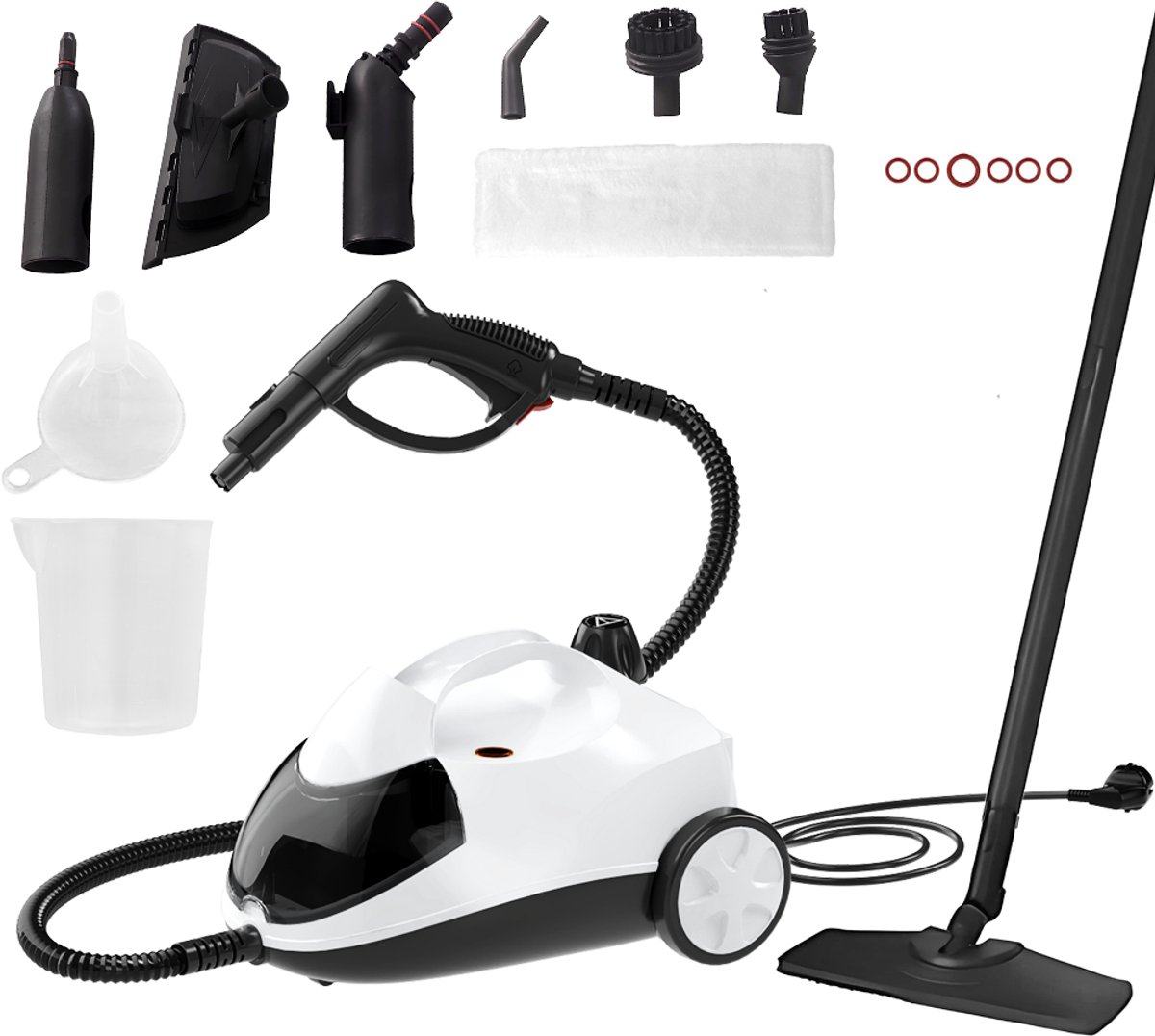 6 in 1 Stoomreiniger - Handstoomreiniger - Vlekkenreiniger - Tapijtreiniger - 2000 W - 50 min Gebruikstijd - 4,5 Bar -2L Waterreservoir - Bank, Vloer, Badkamer en Tapijt Reinigen - Wit