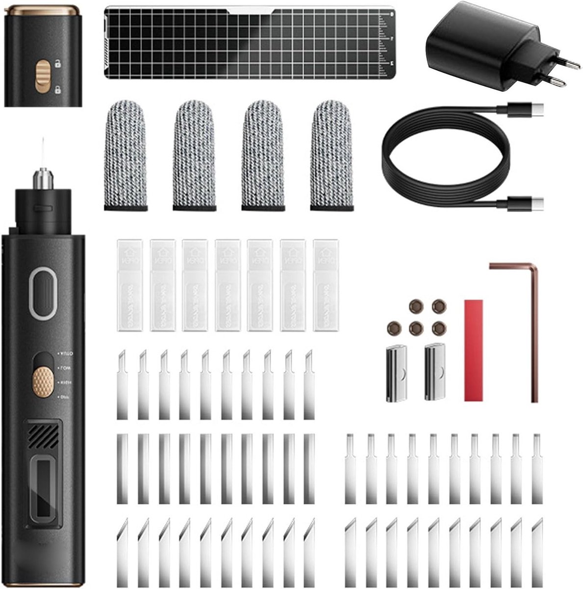 Ultrasone Snijtool 40KHz voor 3D Printen, Draagbaar en Ideaal voor DIY Kunstprojecten met 50 Vervangbare Messen en LED Verlichting