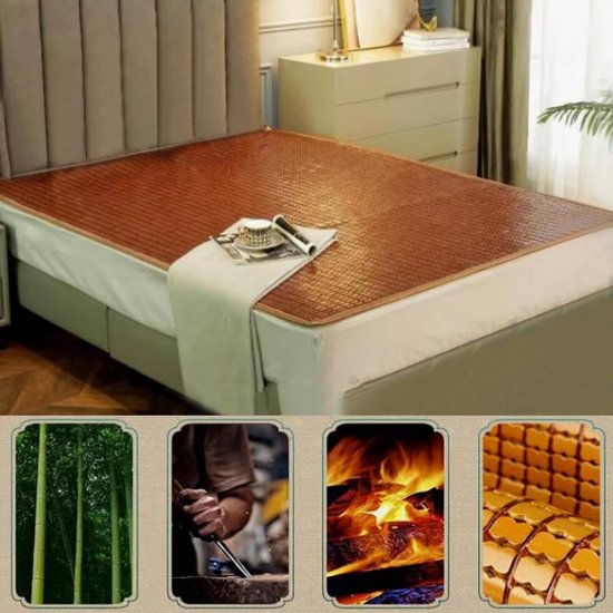 Bamboe Slaapmat - Koel Kussen Mat - Zomers Slapen - Handgeweven Runderpees - 70x150cm - Geel — afbeelding 4